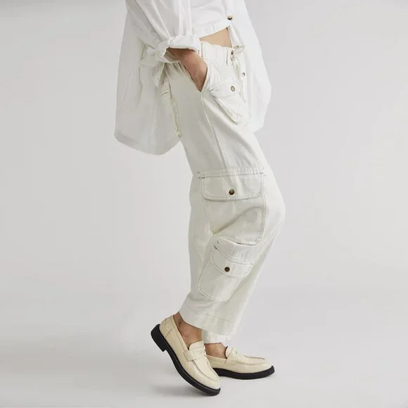 Free People Tahiti Herringbone Cargo Pants NWT - Picture 3 of 14